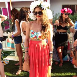 What's a festival style roundup without a floral crown? We love this bold version paired with a matching botanical bandeau.