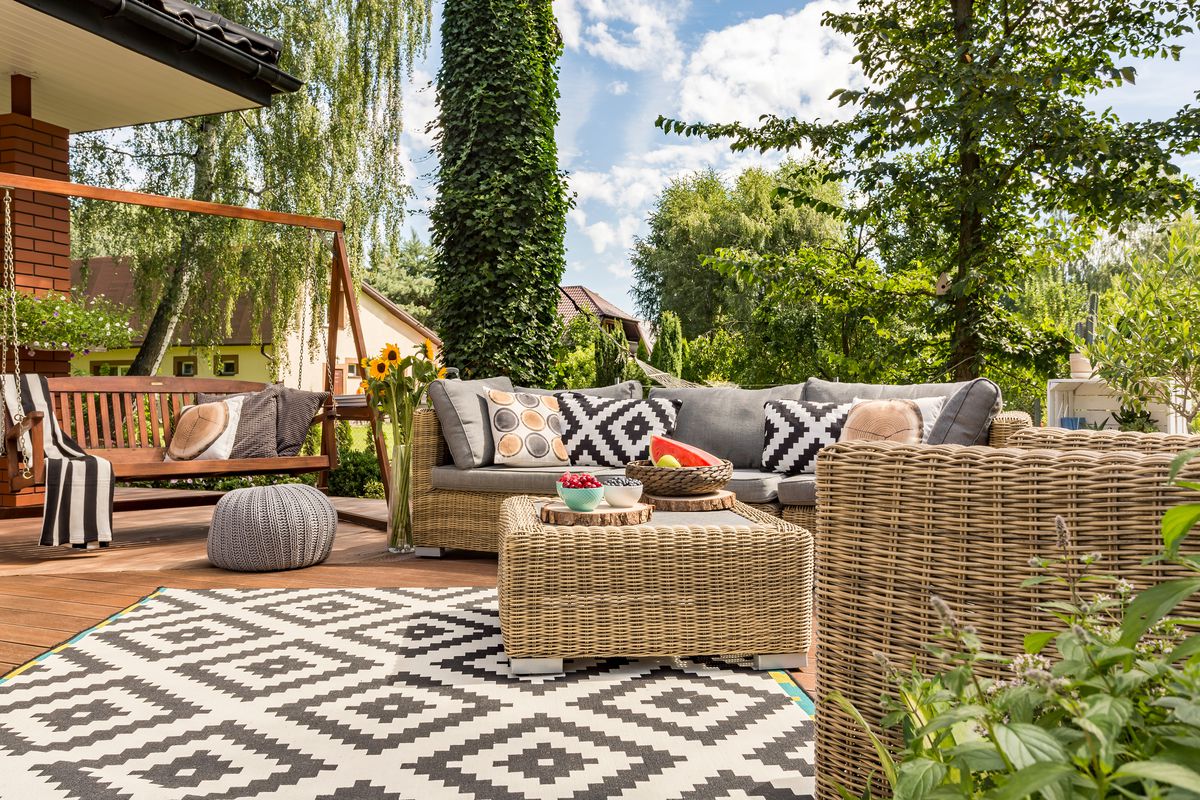Backyard patio with lounge seating