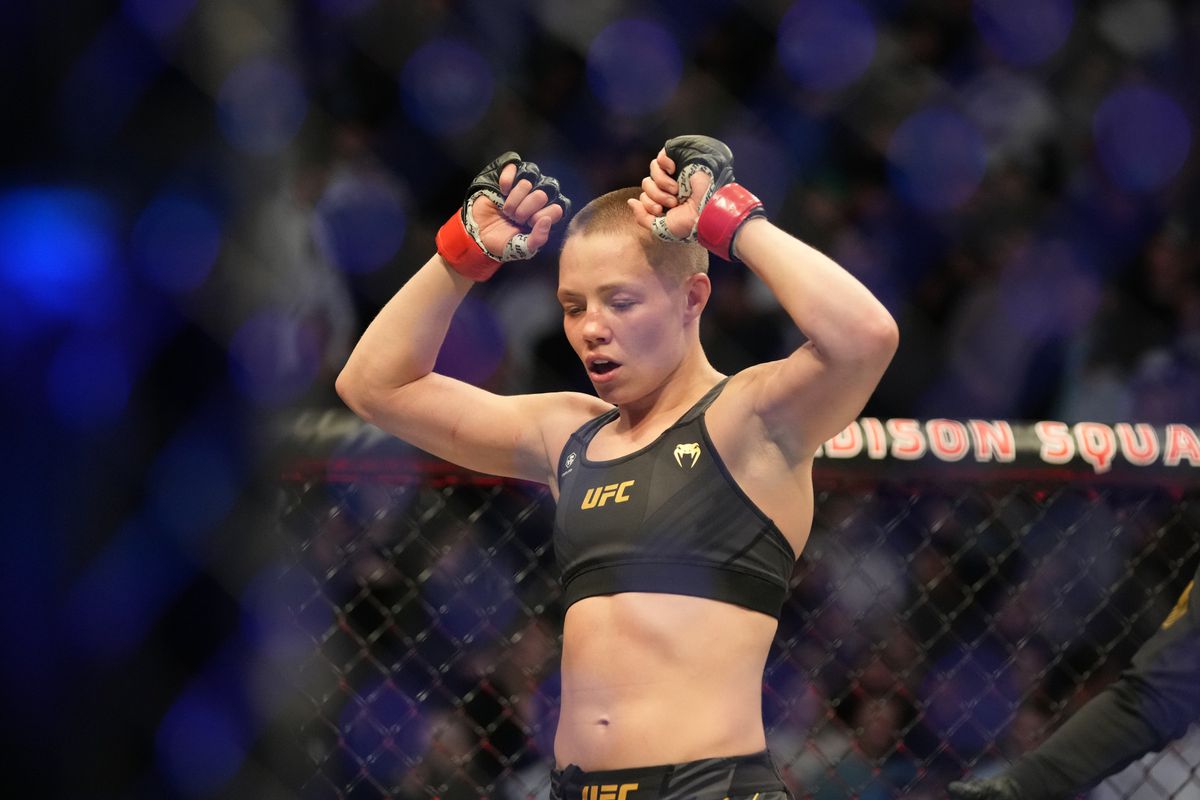 Rose Namajunas after her fight against Zhang Weili at UFC 268. 