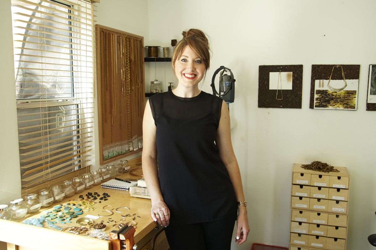 The designer inside her Highland Park studio. Photos by <a href="http://www.allenzaki.com/">Allen Zaki</a>.