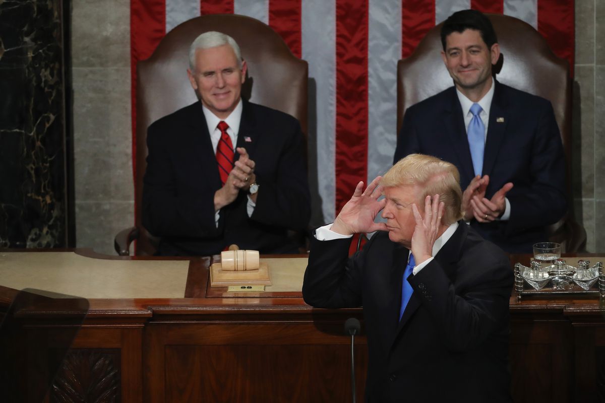 President Trump Addresses The Nation In His First State Of The Union Address To Joint Session Of Congress