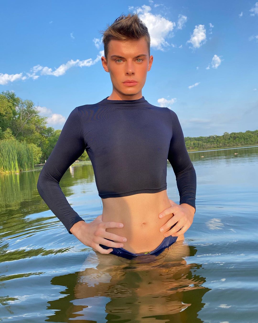 Gender fluid model is Sports Illustrated’s first male swimsuit finalist