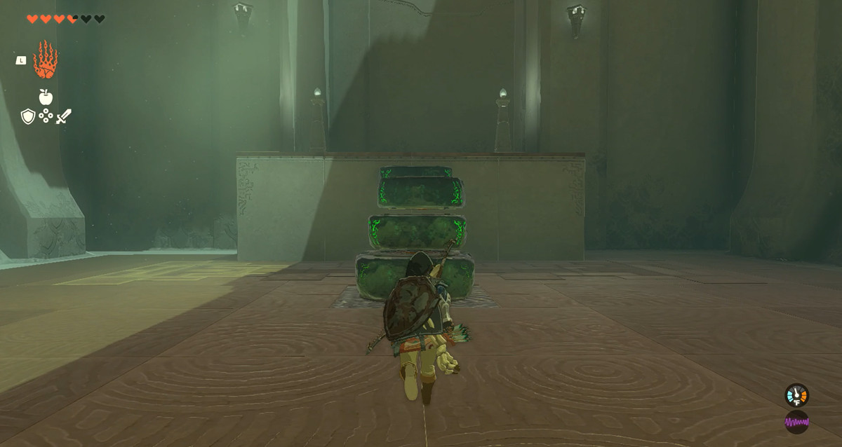 Link uses stairs to climb into the next chamber in The Legend of Zelda: Tears of the Kingdom