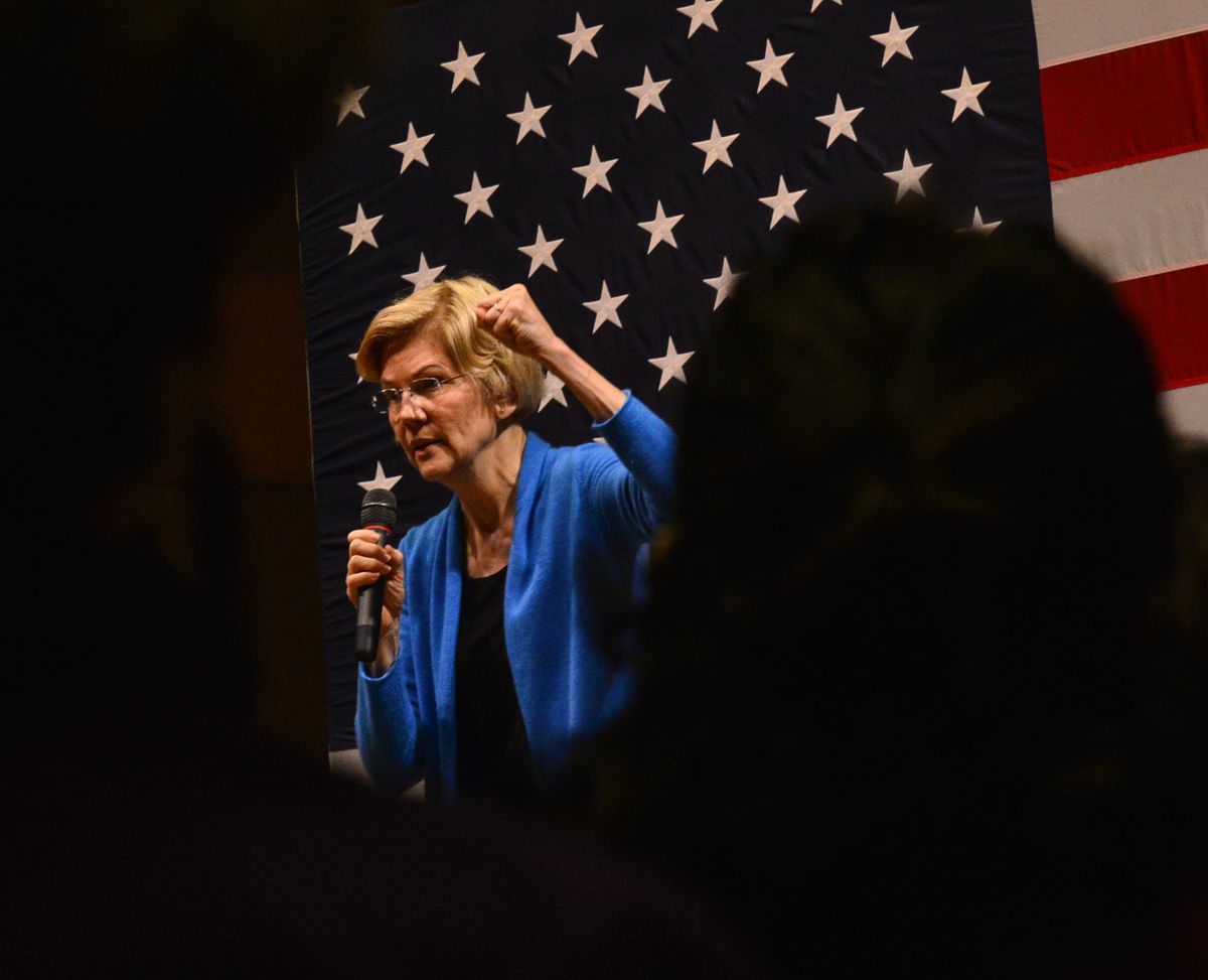 Democratic presidential candidate Sen. Elizabeth Warren, D-Mass. visits Keene State College during a campaign visit on Saturday, April 20, 2019 in Keene, N.H. Warren told the audience that she has pressed Congress to take up articles of impeachment agains