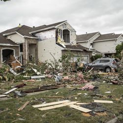 Storm damage near Spice Cir. And Nutmeg Ln. in Naperville's Ranchview neighborhood Monday, June 21, 2021.