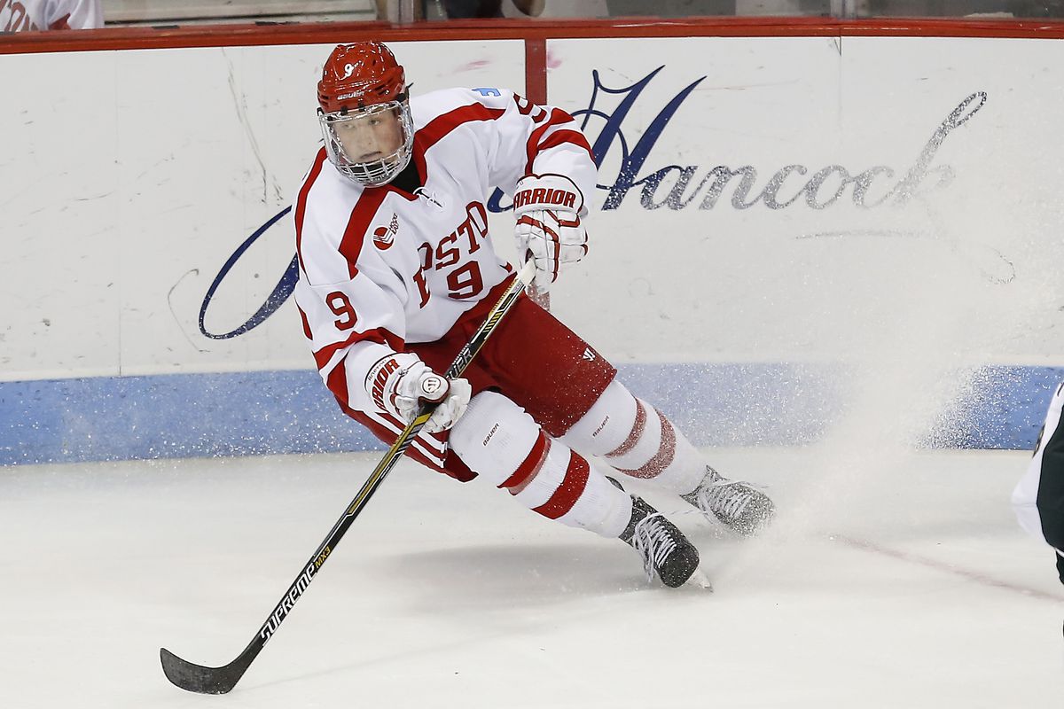 Jack Eichel will line up against his teammates in an exhibition game Friday at Walter Brown Arena.