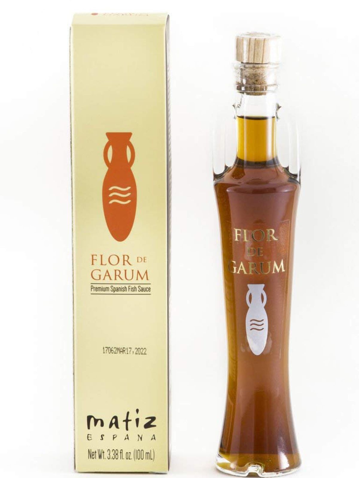 A bottle of garum and its box