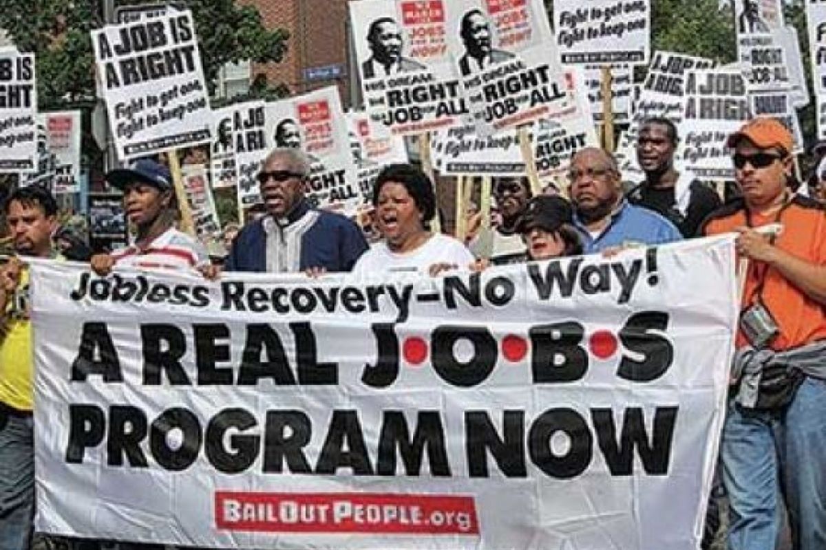 Job guarantee protest