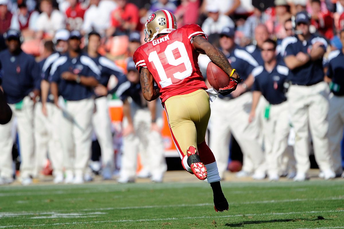This is the view of the 49ers' Ted Ginn the Seahawks had waaay too often.