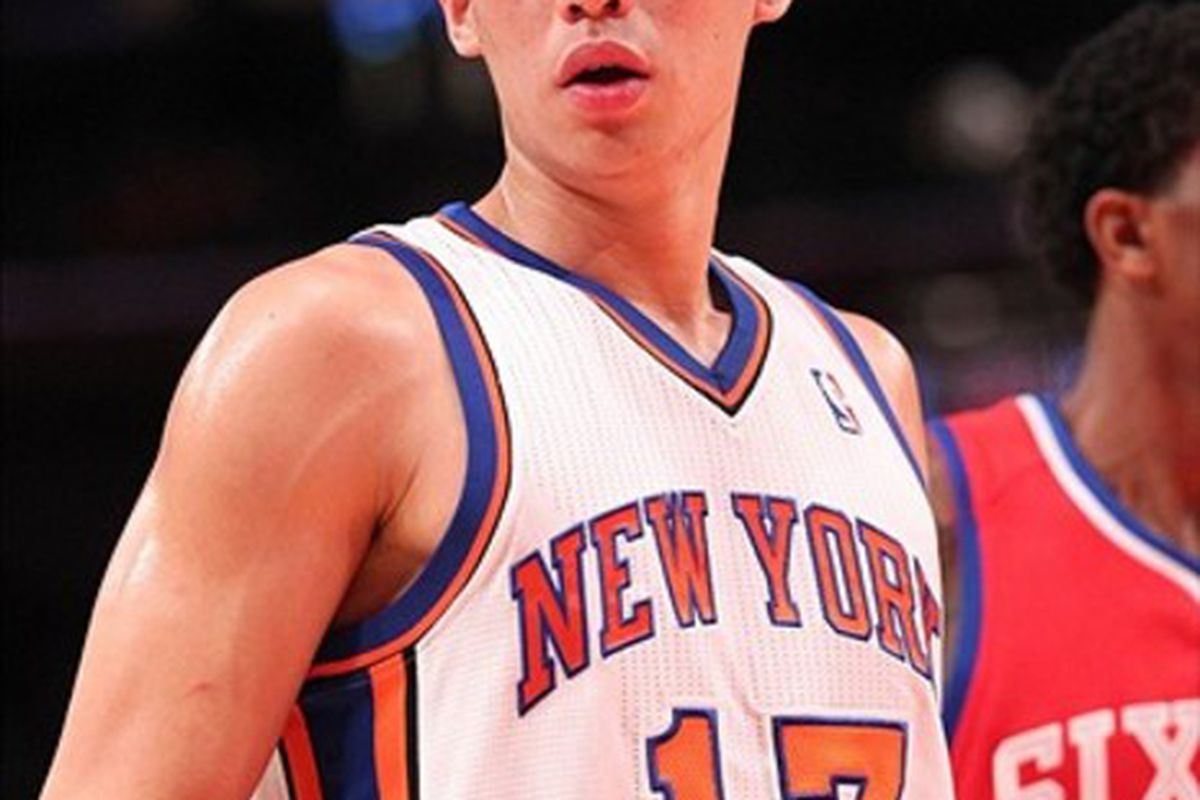Mar 11, 2012; New York, NY, USA;  New York Knicks point guard Jeremy Lin (17) during the first quarter against the Philadelphia 76ers  at Madison Square Garden.  76ers won 106-94.  Mandatory Credit: Anthony Gruppuso-US PRESSWIRE