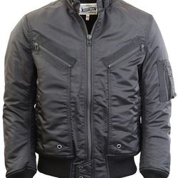 <strong>Schott NYC</strong> Flight Satin Aviator Jacket in Black, <a href="http://www.schottnyc.com/products/lifestyle/military/flight-satin-aviator-jacket.htm?color=1">$200</a>