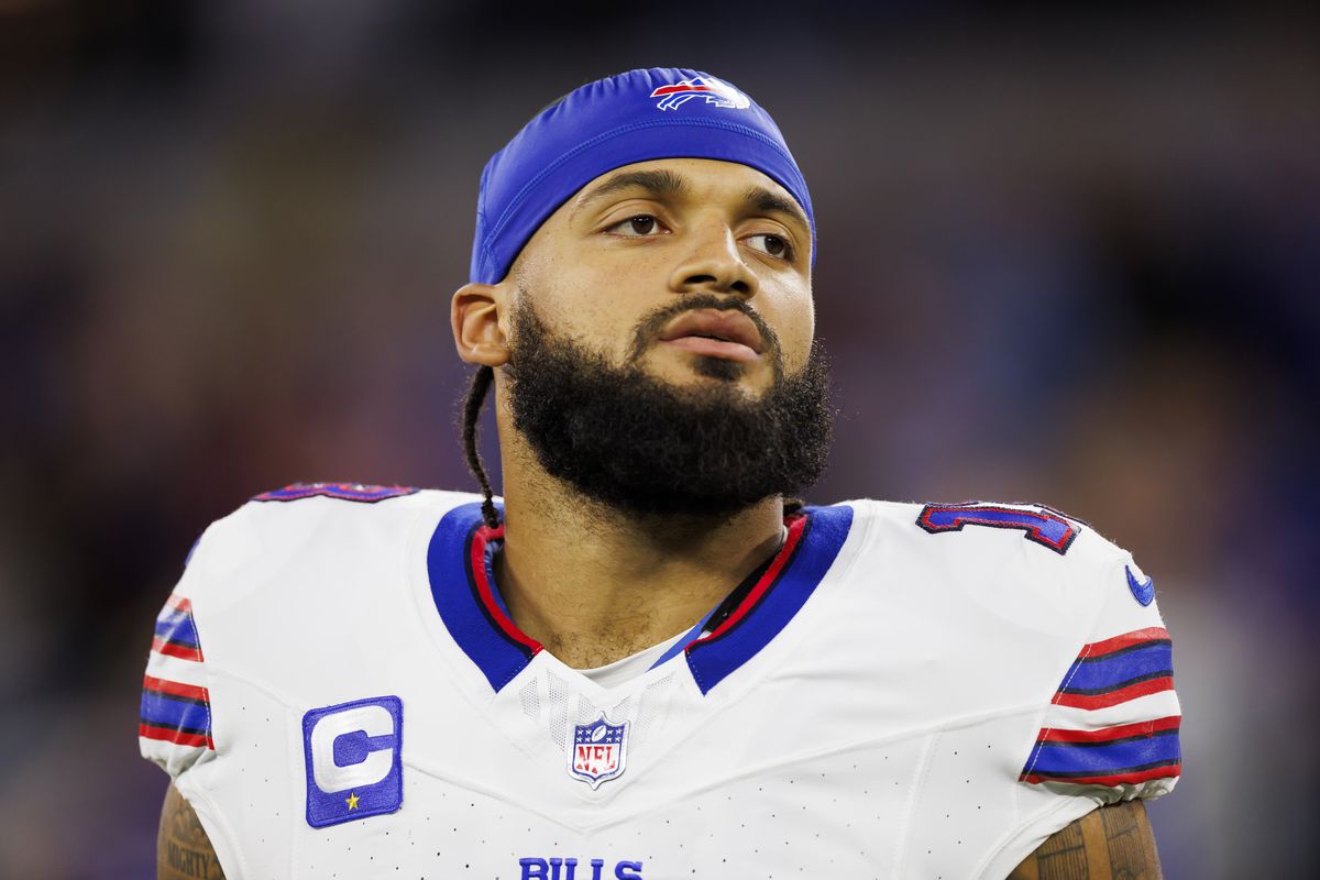 Gabe Davis #13 of the Buffalo Bills looks on from the sideline before an NFL football game against the Los Angeles Chargers at SoFi Stadium on December 23, 2023 in Inglewood, California.