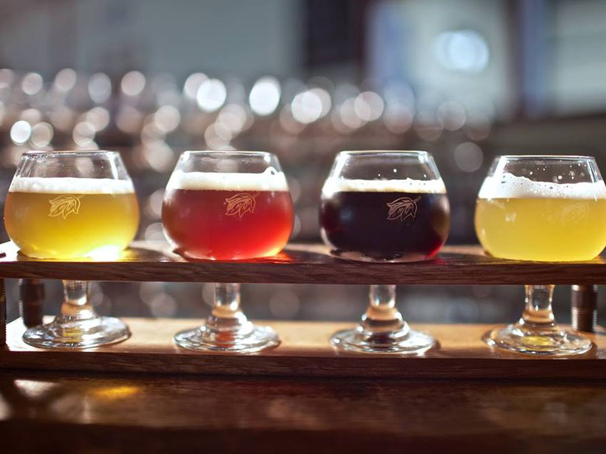 Flights of four Allagash beers are available in its tasting room