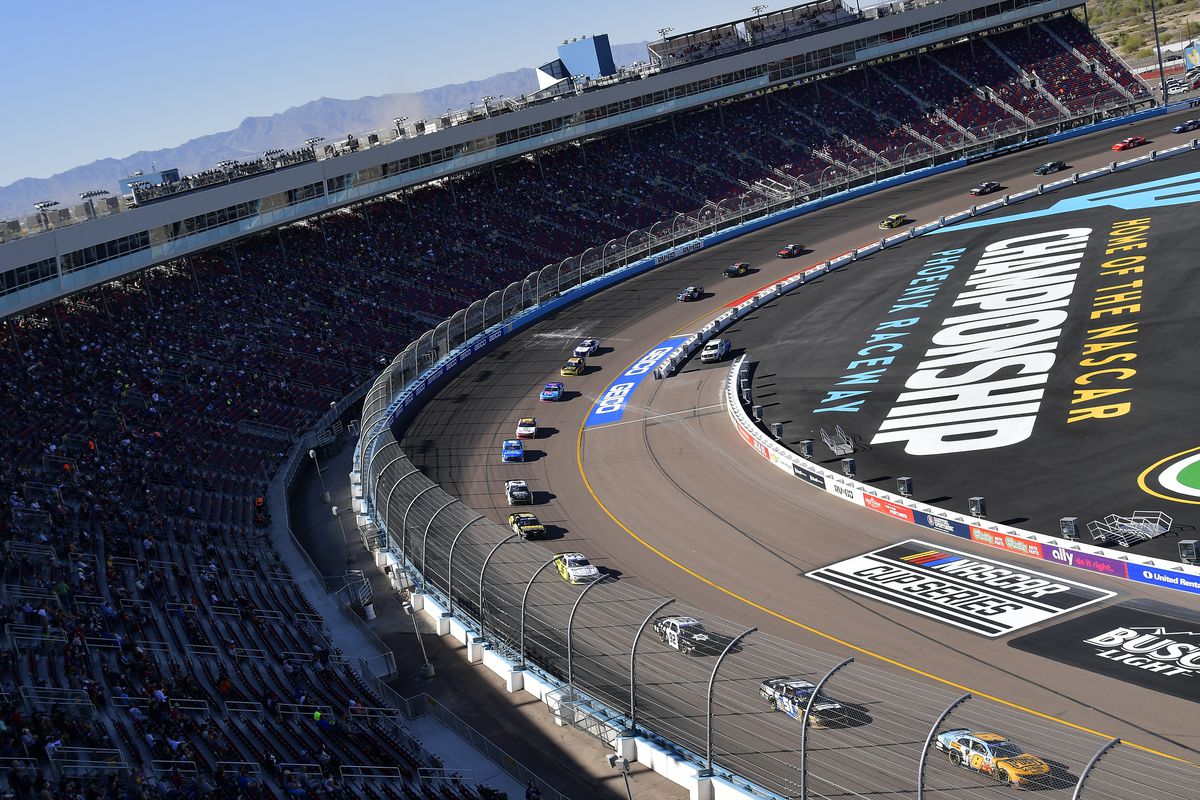 A general view of racing during the NASCAR Xfinity Series United Rentals 200 at Phoenix Raceway on March 12, 2022 in Avondale, Arizona.