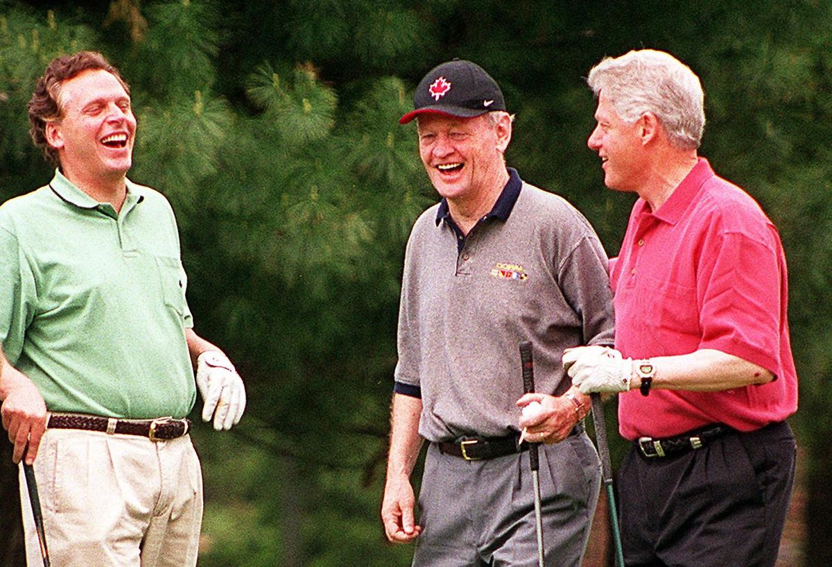 Terry McAuliffe with Bill Clinton and Jean Chrétien, April 2000
