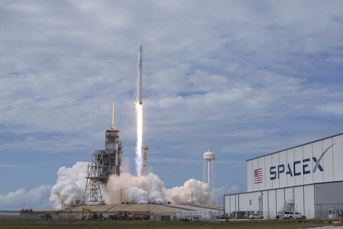 A SpaceX Falcon rocket takes off from NASA’s Kennedy Space Center.