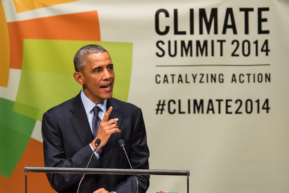 U.S. President Barack Obama speaks at the United Nations Climate Summit on September 23, 2014 in New York City.