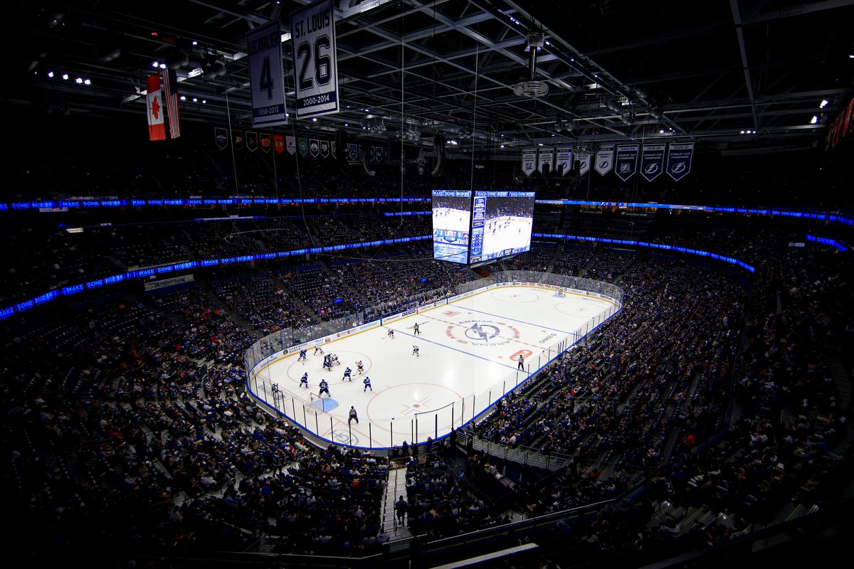 A general view during a game between the Tampa Bay Lightning and the Florida Panthers at Amalie Arena on October 19, 2021 in Tampa, Florida.