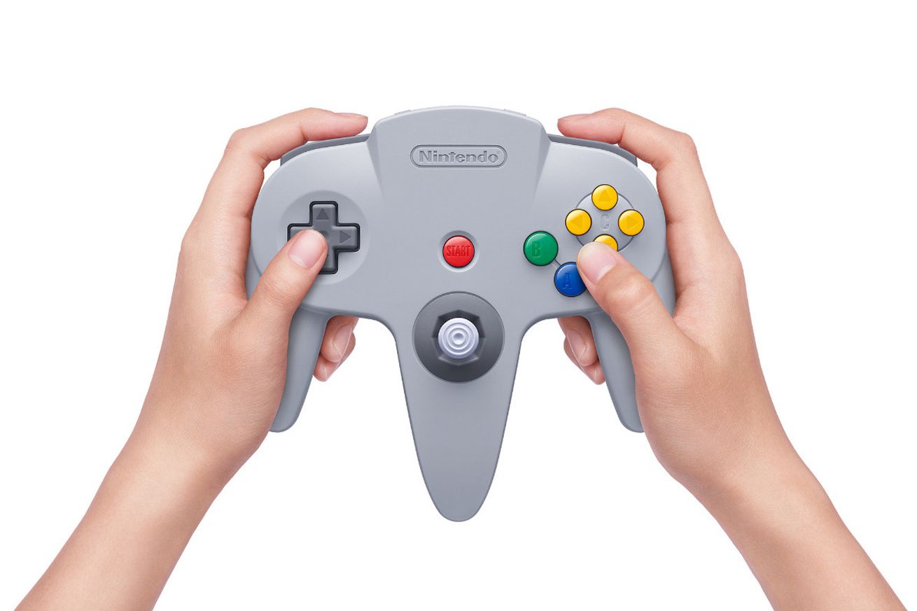 A stock photo of the N64 controller for the Nintendo Switch