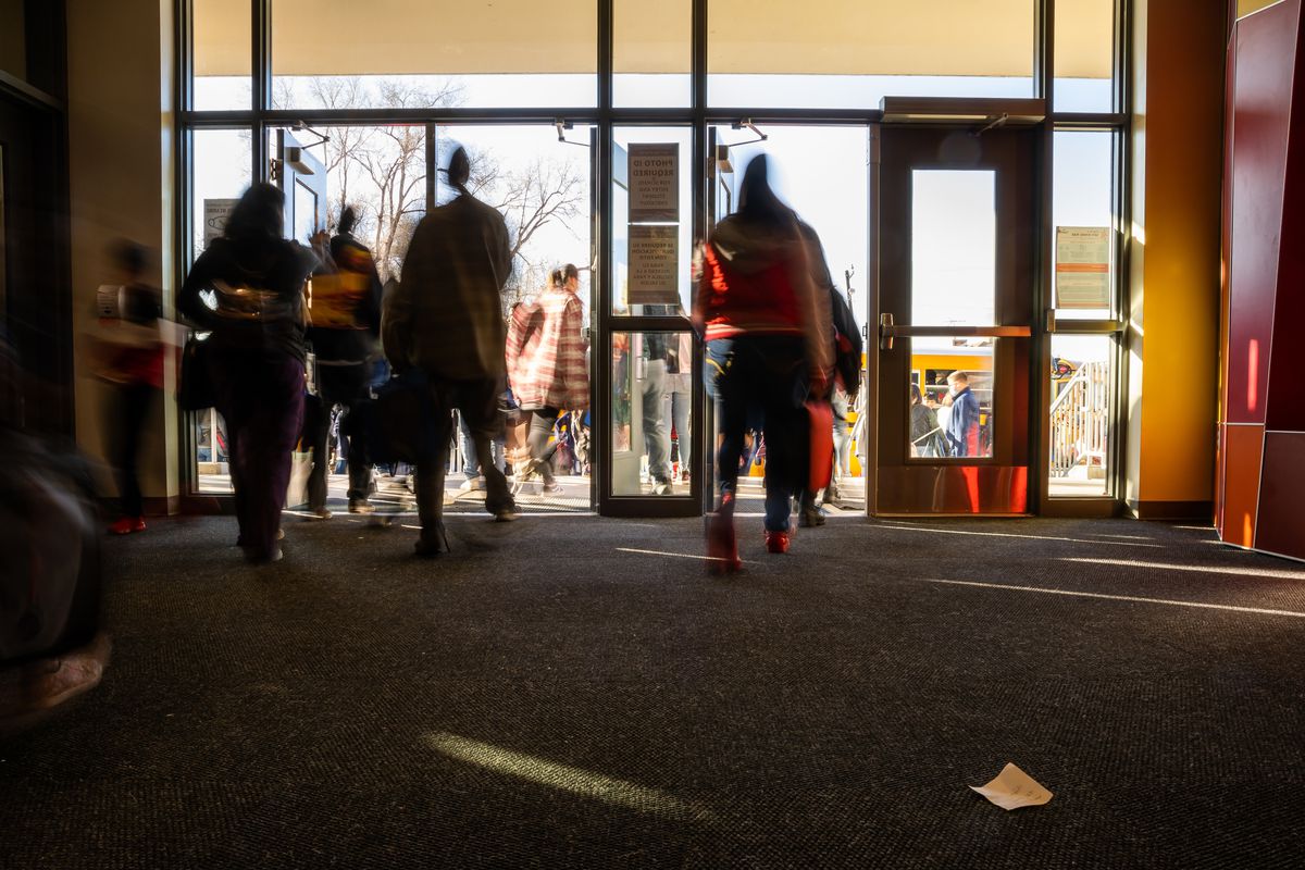 Students leave at the end of the school day at Granite Park Junior High in South Salt Lake on Tuesday, Dec. 7, 2021.