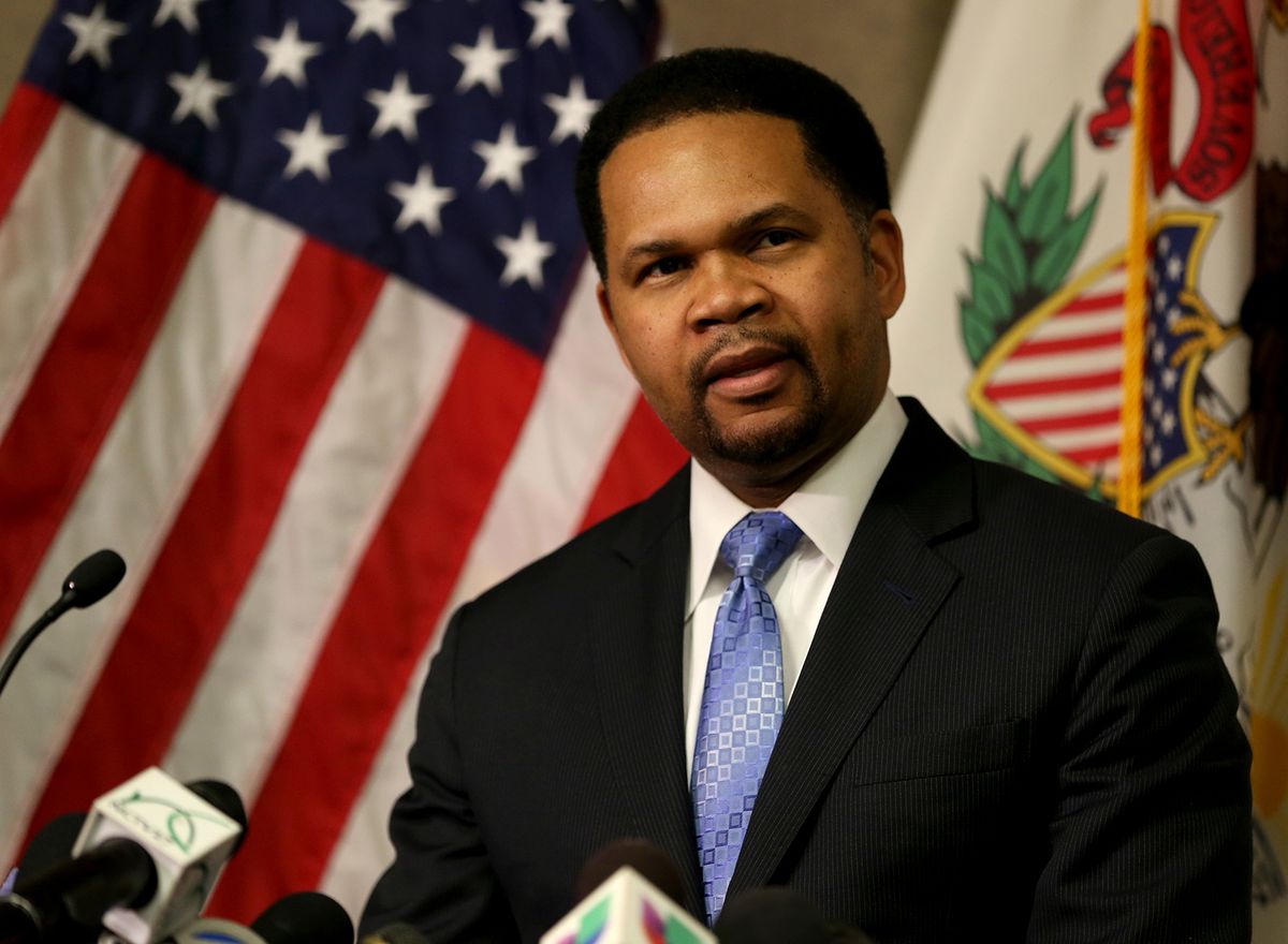 Aurora Mayor Richard Irvin pictured at a 2019 news conference.