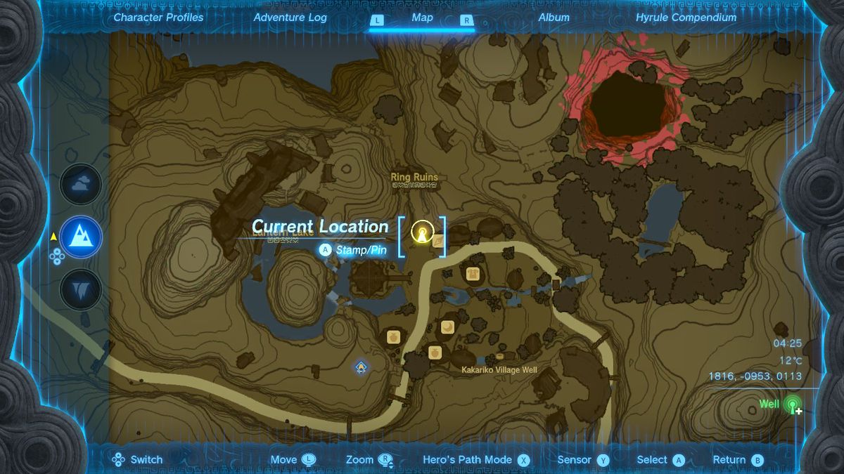 A map shows the location of Paya in Kakariko Village in Zelda Tears of the Kingdom.