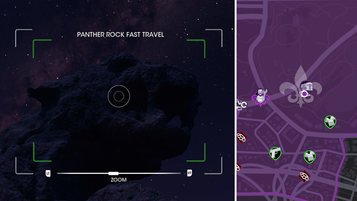 Saints Row Panther Rock fast travel photo location and map