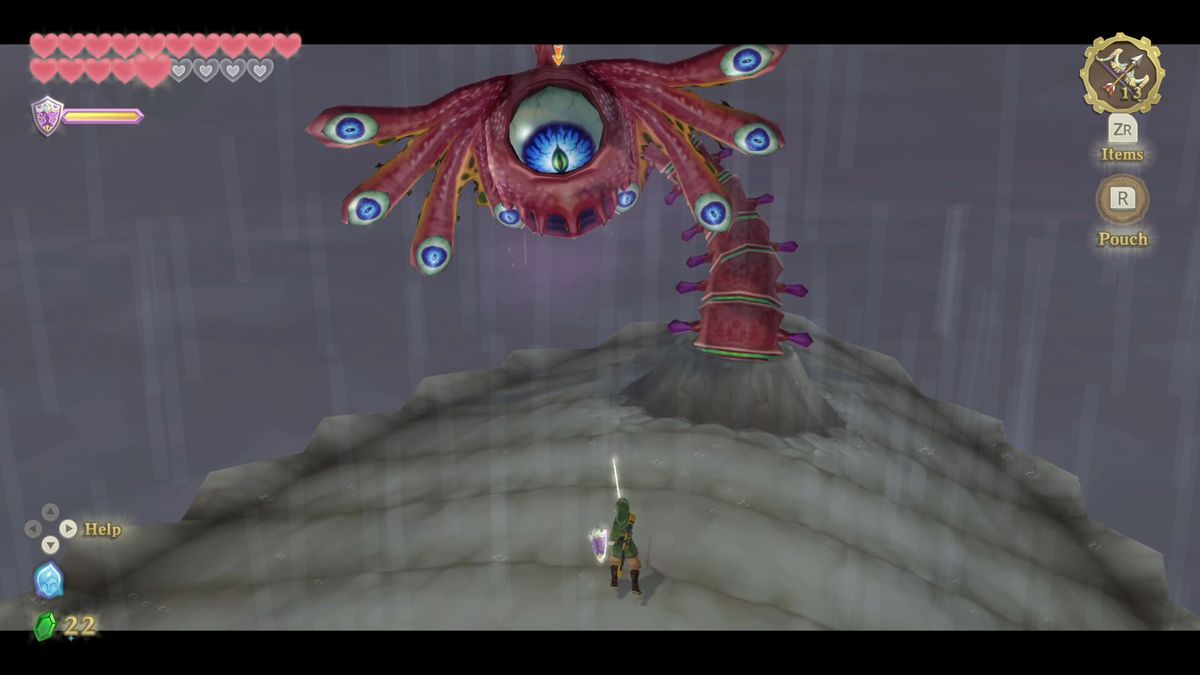 Link faces a massive, many-eyed boss in Skyward Sword HD