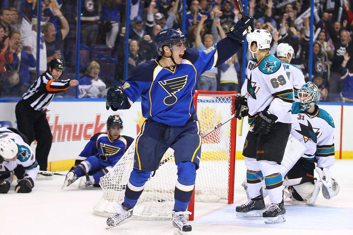 The Blues aren't playing tonight, but we can still talk about the games going on. And revel in the joy that is David Perron after scoring a goal.
