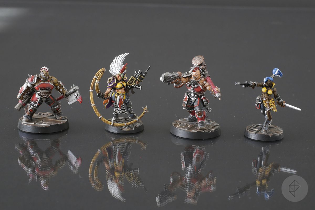 Four gangers from the Necromunda: Underhive boxed set.