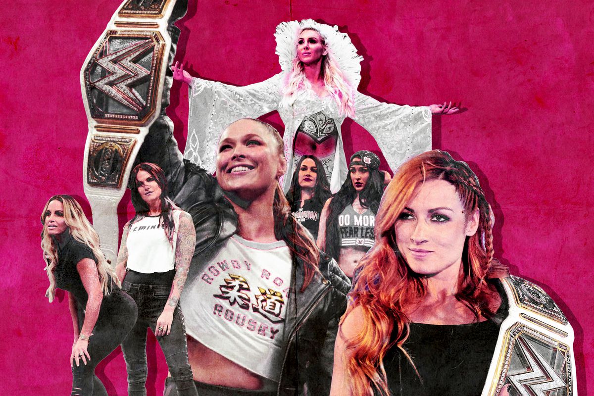 A collage of female WWE performers