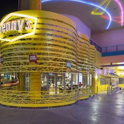 The exterior of Denny's at Neonopolis. 