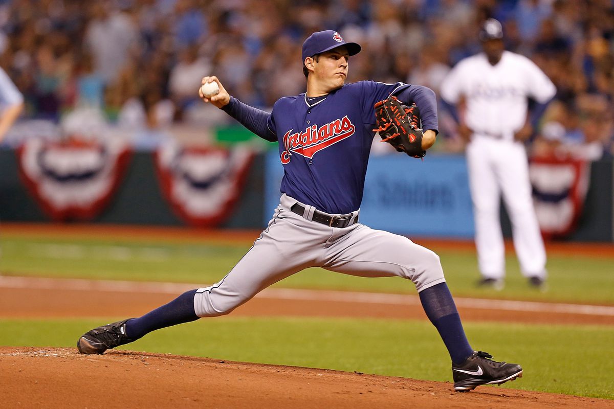 Trevor Bauer's line from his first game for the Tribe: 5.0 IP, 2 H, 3 ER, 7 BB, 2 K