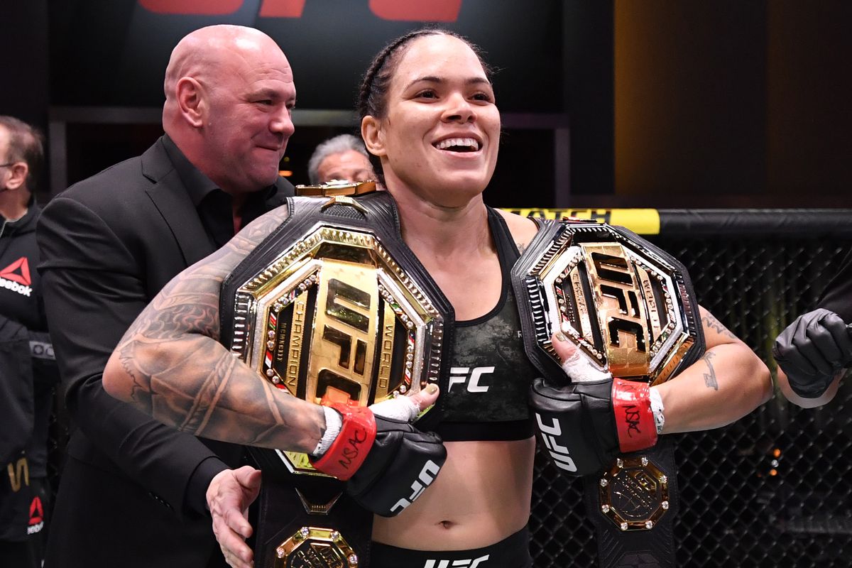 Amanda Nunes after her fight with Megan Anderson at UFC 259. 