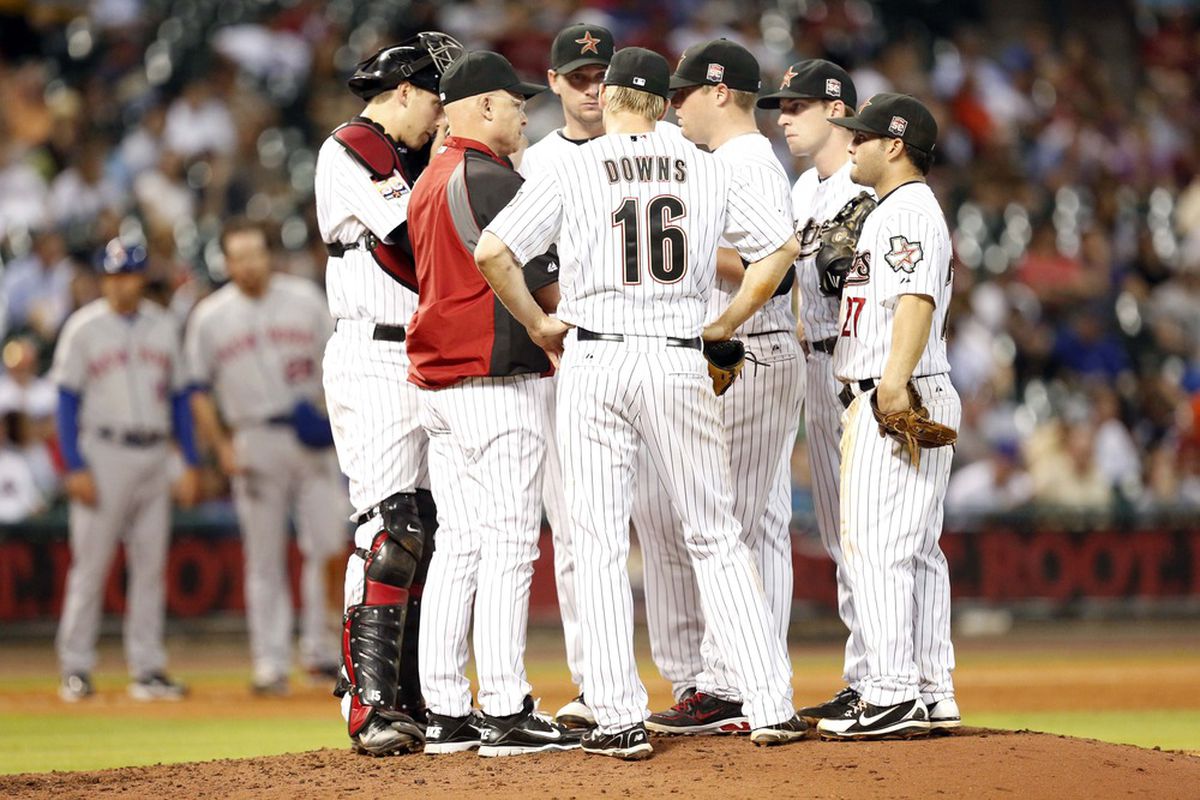 This doubles as a group shot of all the pitchers who appeared in the same inning for Houston...
