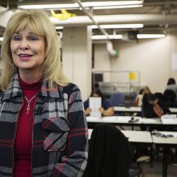 Salt Lake County Clerk Sherrie Swensen comments in an interview at the Salt Lake County Government Center in Salt Lake City, Friday, Oct. 21, 2016. Swensen is running for her eighth term in office.