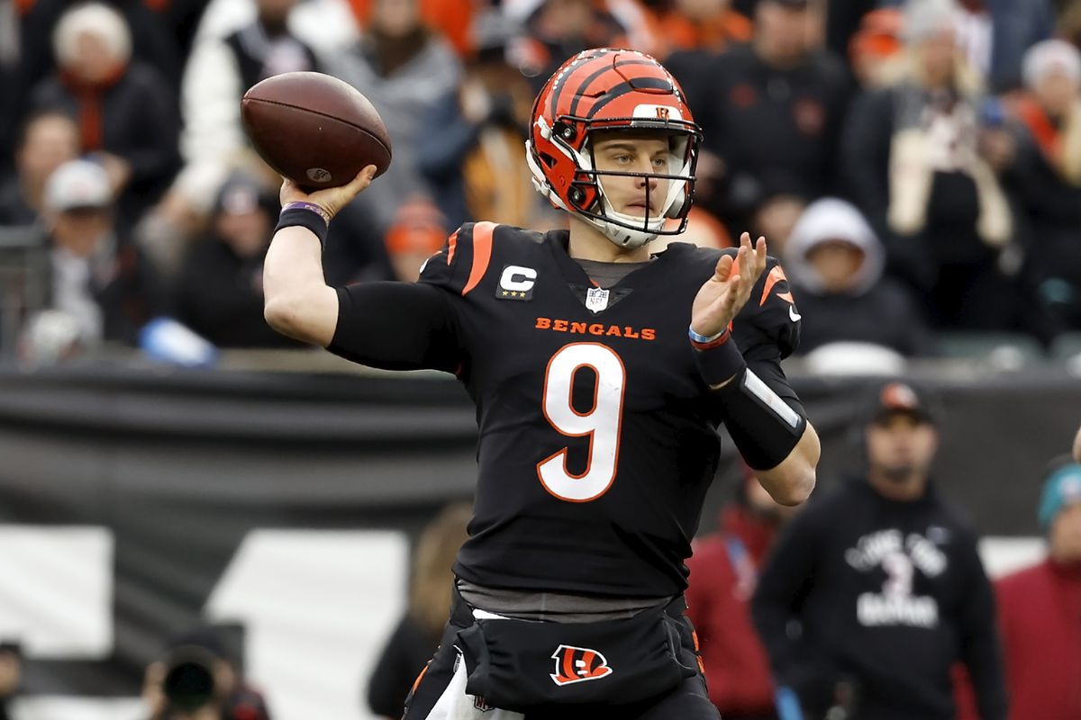 Joe Burrow #9 of the Cincinnati Bengals throws the ball during the game against the Baltimore Ravens at Paycor Stadium on January 8, 2023 in Cincinnati, Ohio.