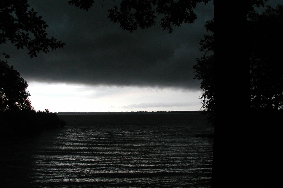 A file photo, one too common at the IHSA’s state finals for bass fishing at Carlyle Lake, from 2011 of a storm line at the scheduled takeoff time on Day 2. 