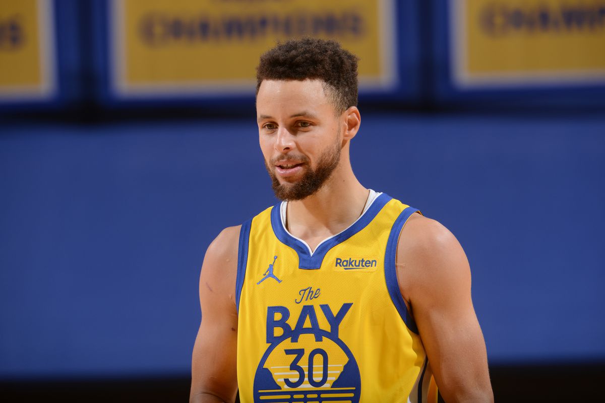 Stephen Curry #30 of the Golden State Warriors looks on during the game against the Detroit Pistons on January 30, 2021 at Chase Center in San Francisco, California.