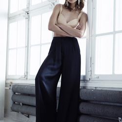 Vegetable-tanned leather bustier top, $129; Palazzo pant, $49.95
