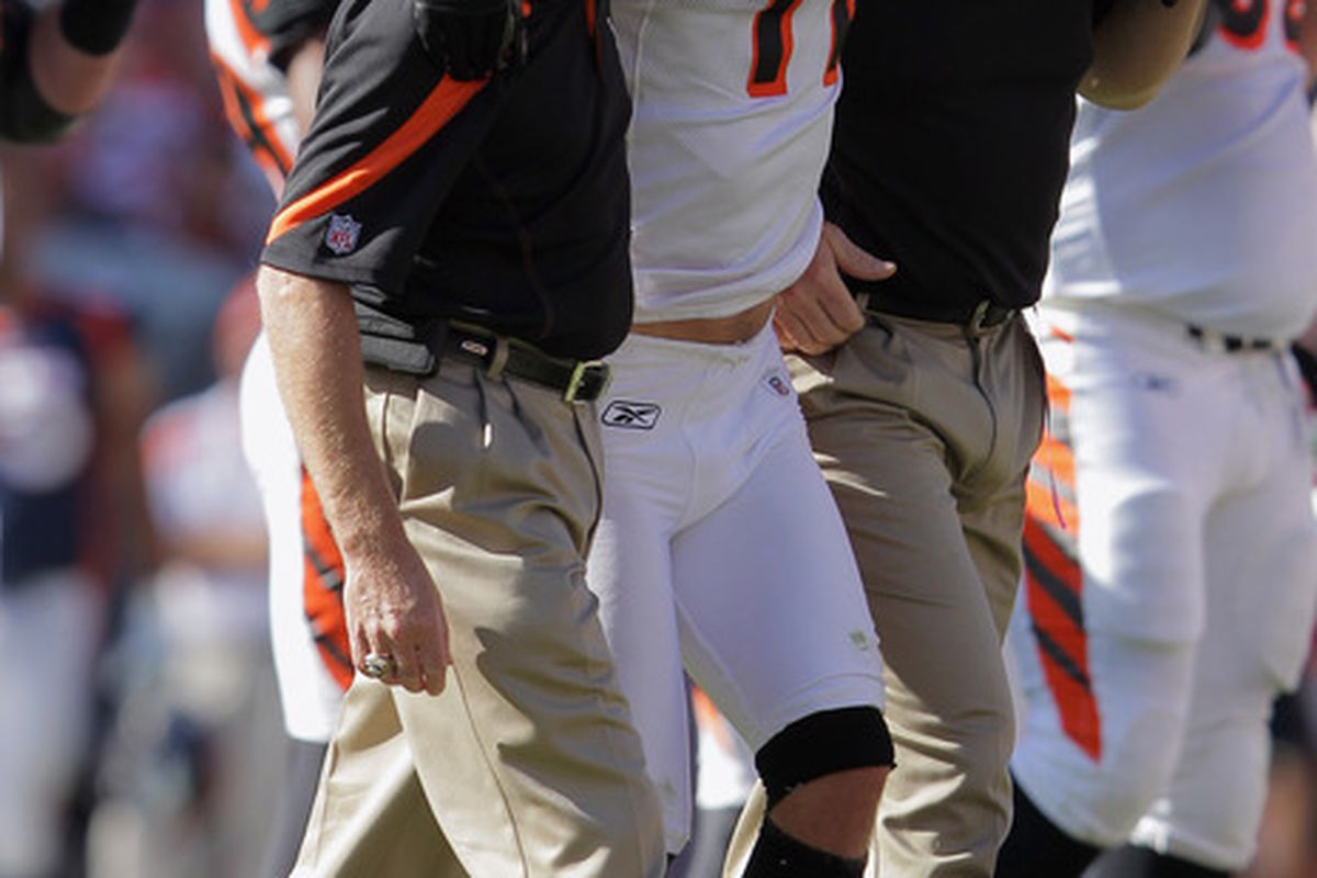 This was the image of Jordan Shipley after his ACL tear not even a year ago.  (Photo by Doug Pensinger/Getty Images)