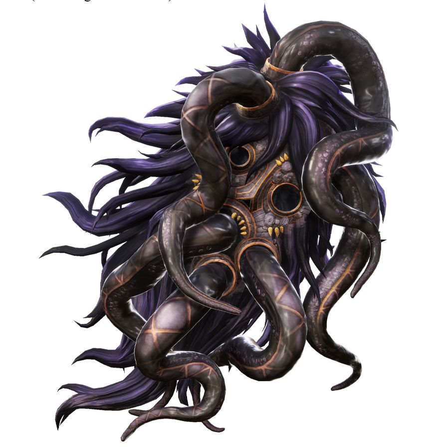 A mask-like character with shaggy hair and tentacles.