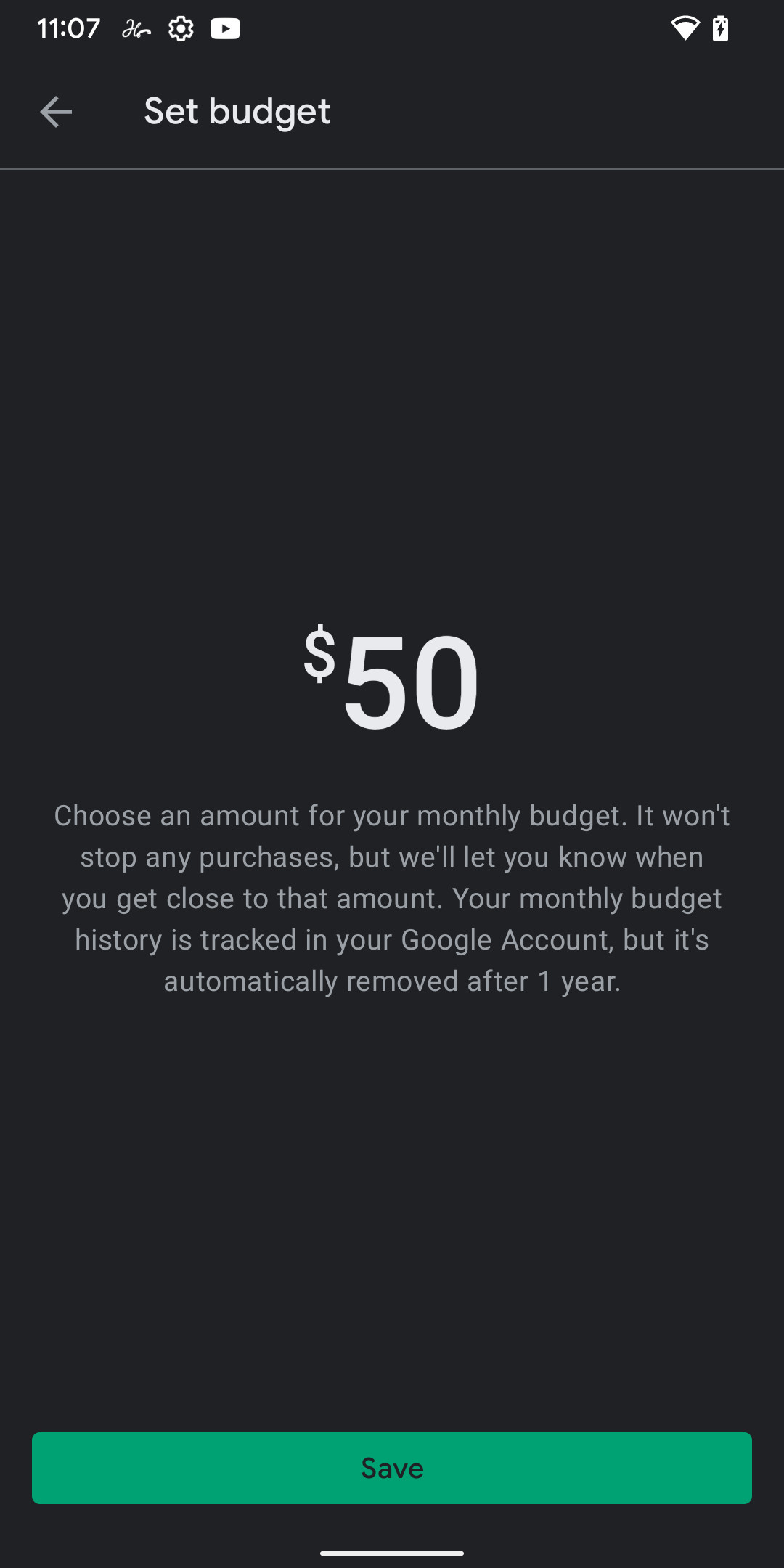 Choose an amount for your budget.