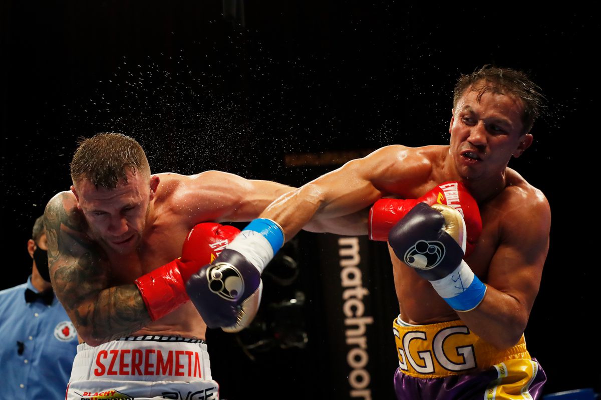 Gennadiy Golovkin lands a blow to Kamil Szeremeta in their IBF Middleweight title bout at Seminole Hard Rock Hotel &amp; Casino on December 18, 2020 in Hollywood, Florida.