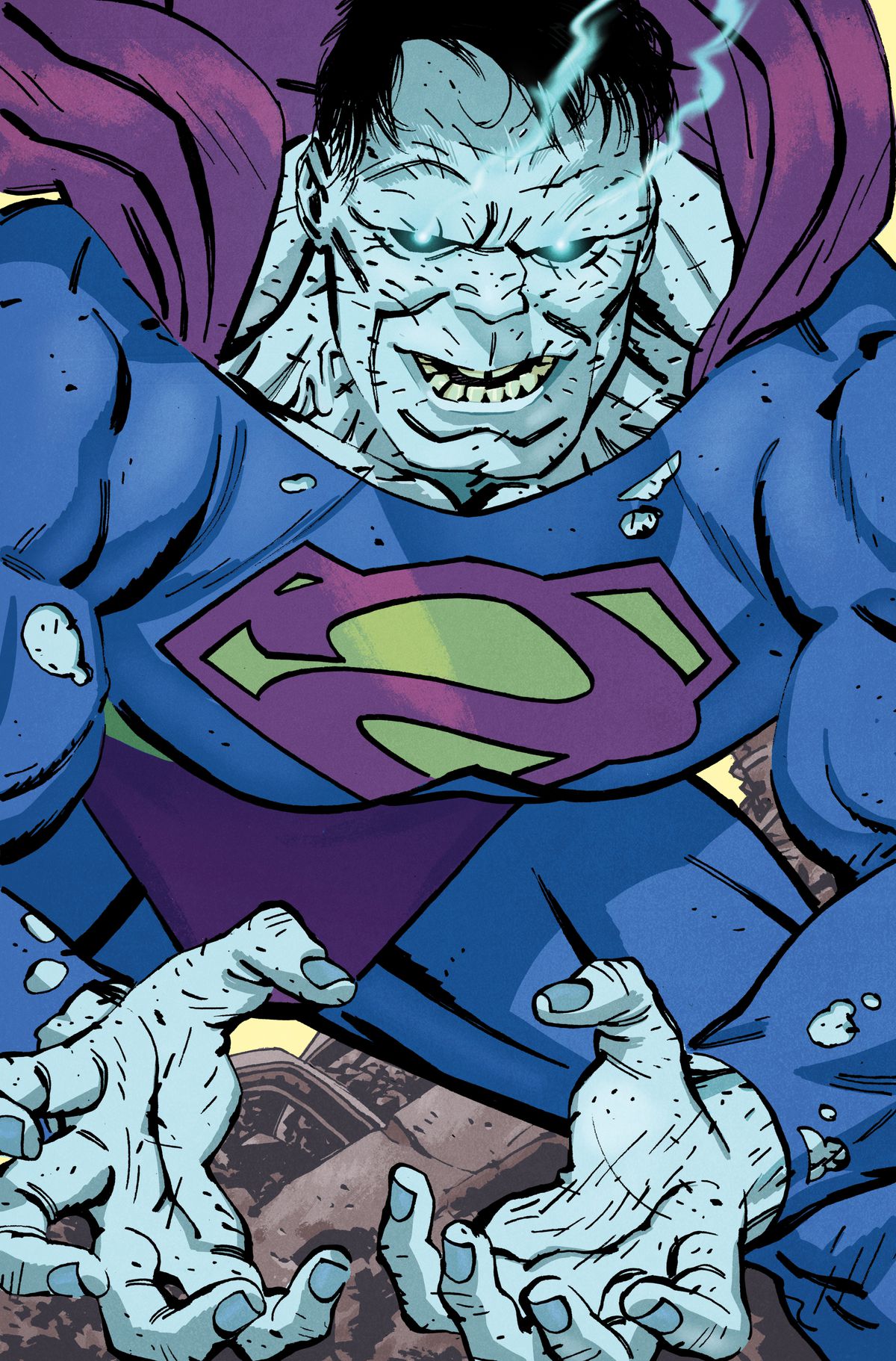 Bizarro crouches in rubble on a variant cover of Action Comics #1061