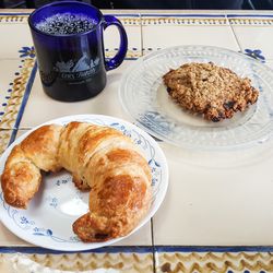 Croissant, cookie, and coffee at Ceres Bakery