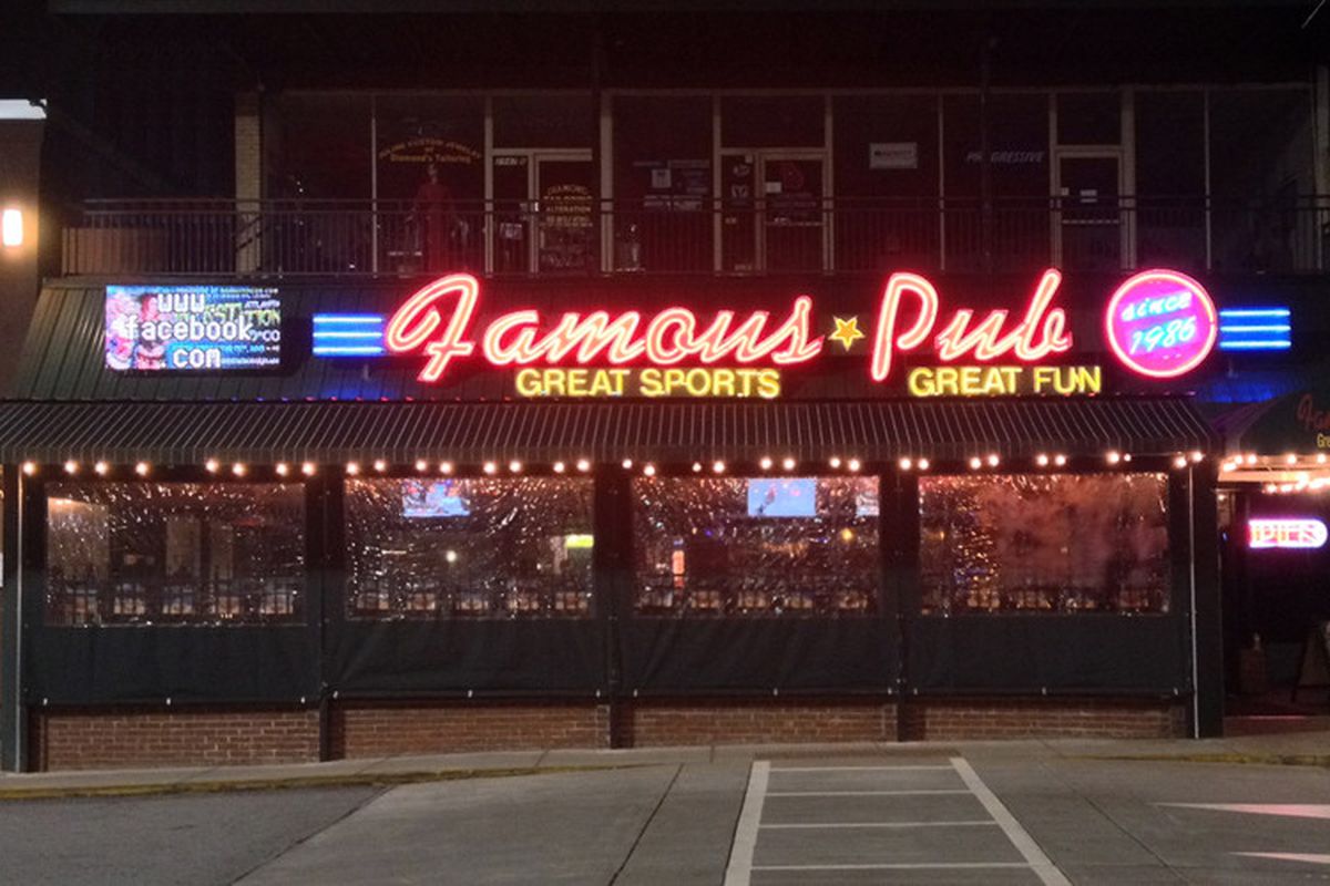 Neon signage at Famous Pub.