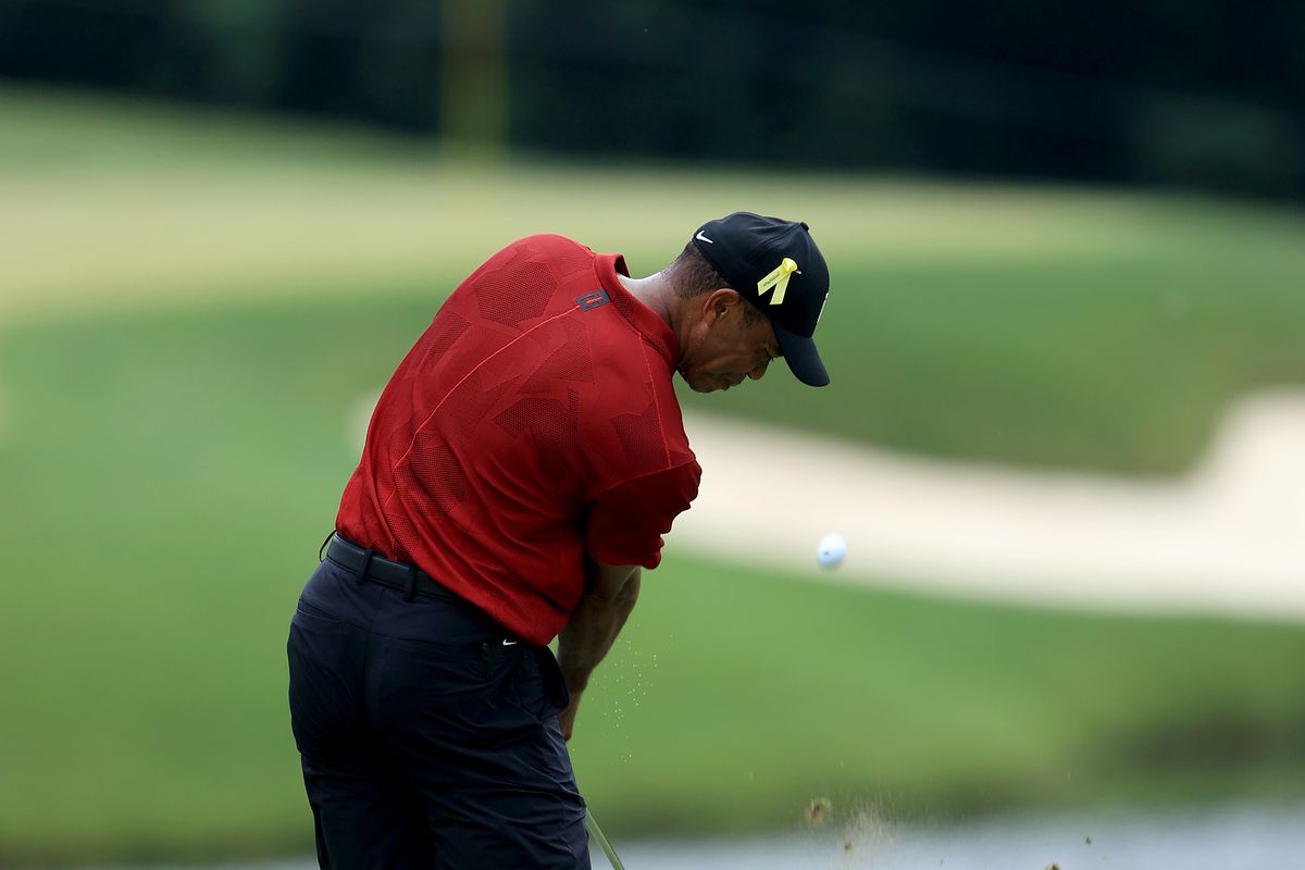 Tiger Woods of the United States plays a shot on the third hole during the final round of The Memorial Tournament on July 19, 2020 at Muirfield Village Golf Club in Dublin, Ohio.