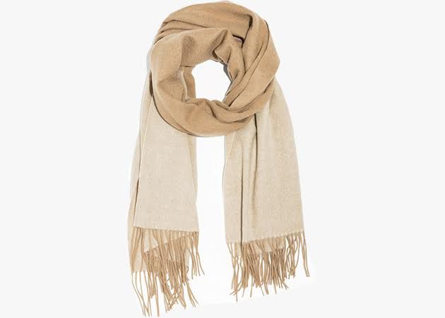 Brown and beige two tone scarf. 
