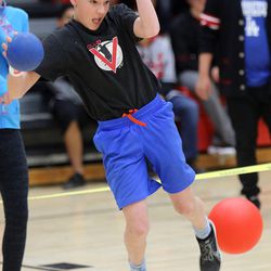 Nathan Taylor plays dodgeball during Spirit Week at West High School in Salt Lake City on Tuesday, March 15, 2016. This year's theme is “Nightmare on 3rd West.”